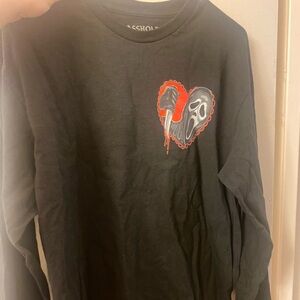 Black Long Sleeve Tee with Heart Graphic